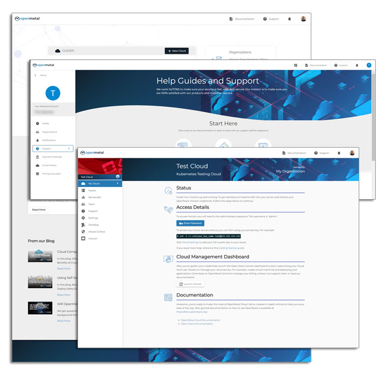 OpenMetal Central Account Dashboard - Team management interface