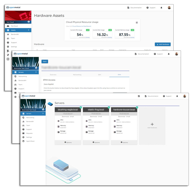 OpenMetal Central Dashboard - Cloud provisioning interface