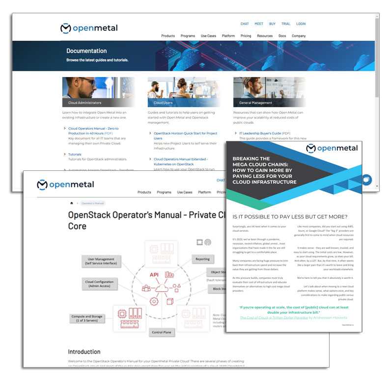 OpenMetal Documentation Dashboard